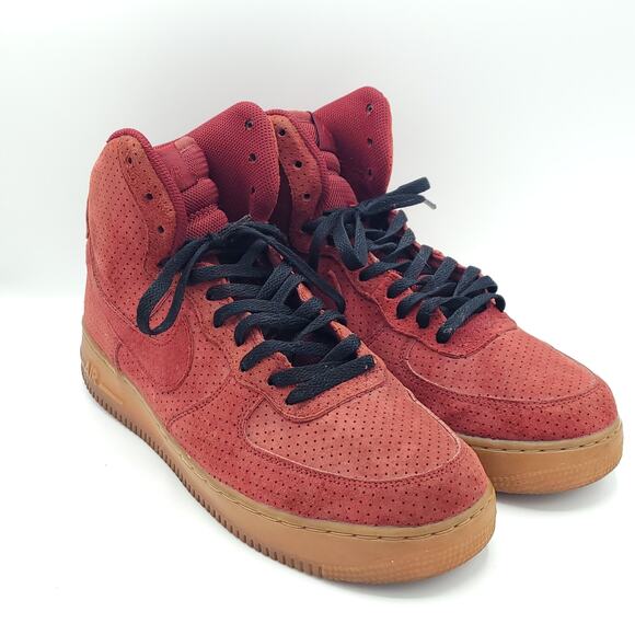 Nike Air Force 1 HI Suede Team Red Suede Gum Rare 749266-600 women's size 12 - Picture 2 of 9